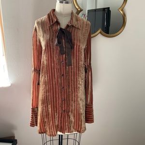 ann demeulemeester shirt dress striped pink gold
